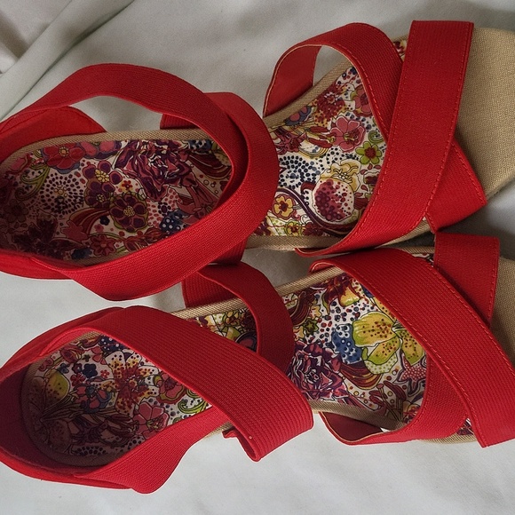 Bamboo women's braided platform open espadrille wedge with heels - Picture 8 of 11